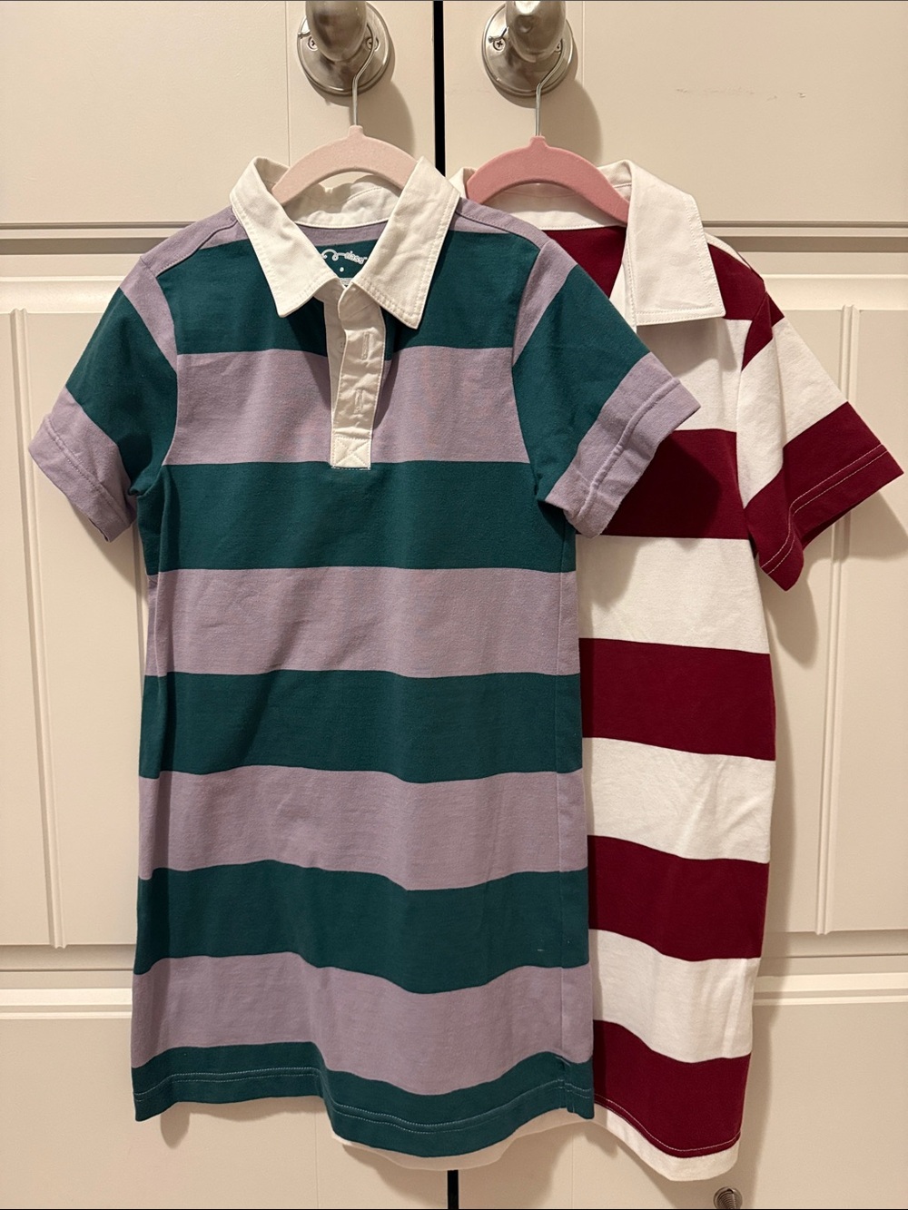 art class Green & Lavender Striped Polo Dresses